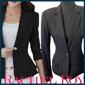 Rachel Roy Signature Black One Button Blazer Jacket (4)
